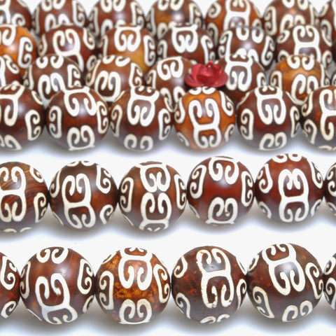 Tibetan Agate Dzi Palindrome agate matte round loose beads wholesale gemstone jewelry making bracelet DIY