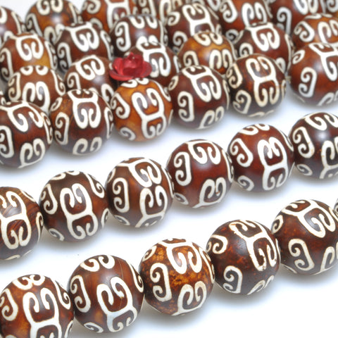 Tibetan Agate Dzi Palindrome agate matte round loose beads wholesale gemstone jewelry making bracelet DIY