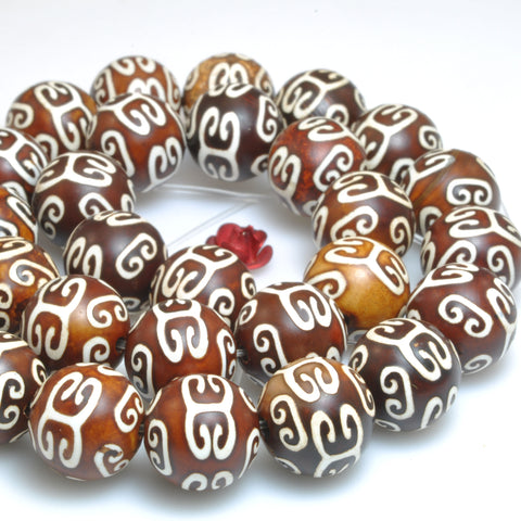 Tibetan Agate Dzi Palindrome agate matte round loose beads wholesale gemstone jewelry making bracelet DIY