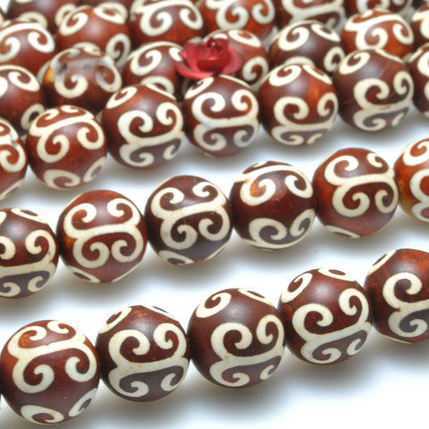 Tibetan Agate Dzi Palindrome agate matte round loose beads wholesale gemstone jewelry making bracelet diy