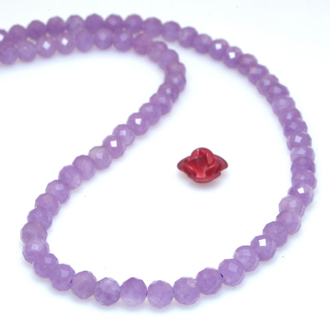 Natural Purple Lepidolite Stone faceted round loose beads wholesale gemstone for jewelry making DIY bracelets 4mm
