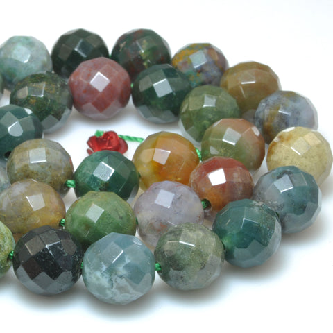 Natural Indian Agate Stone faceted round loose beads wholesale gemstone for jewelry making bracelet necklace DIY stuff