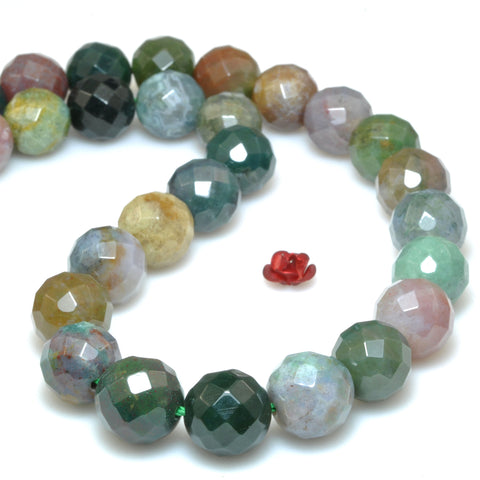Natural Indian Agate Stone faceted round loose beads wholesale gemstone for jewelry making bracelet necklace DIY stuff