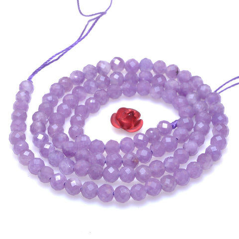 Natural Purple Lepidolite Stone faceted round loose beads wholesale gemstone for jewelry making DIY bracelets 4mm
