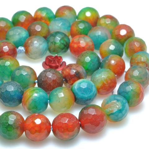 Rainbow Fire Agate faceted round loose beads wholesale gemstone for jewelry making bracelets necklace DIY