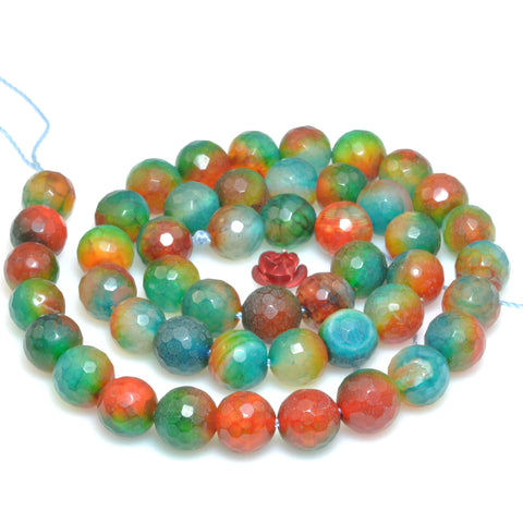 Rainbow Fire Agate faceted round loose beads wholesale gemstone for jewelry making bracelets necklace DIY