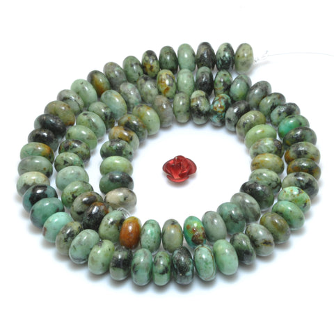 Natural African Turquoise Green Stone smooth rondelle loose spacer beads wholesale gemstone for jewelry making bracelets necklace diy