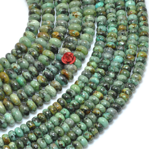 Natural African Turquoise Green Stone smooth rondelle loose spacer beads wholesale gemstone for jewelry making bracelets necklace diy