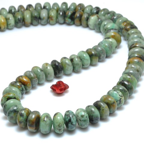 Natural African Turquoise Green Stone smooth rondelle loose spacer beads wholesale gemstone for jewelry making bracelets necklace diy