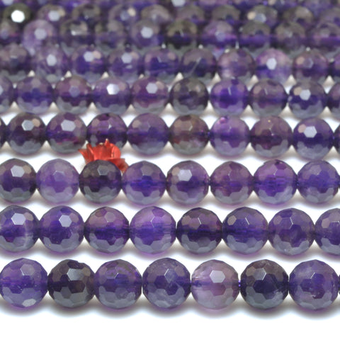 Natural Amethyst dark purple stone faceted round loose beads wholesale gemstone for jewelry making DIY bracelet necklace