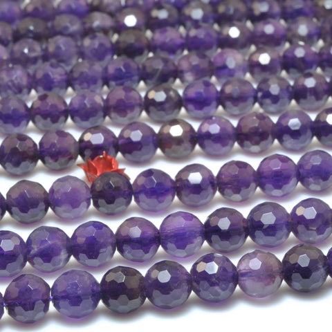Natural Amethyst dark purple stone faceted round loose beads wholesale gemstone for jewelry making DIY bracelet necklace