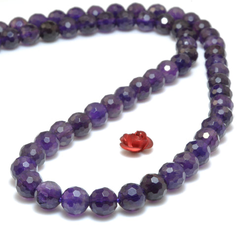 Natural Amethyst dark purple stone faceted round loose beads wholesale gemstone for jewelry making DIY bracelet necklace