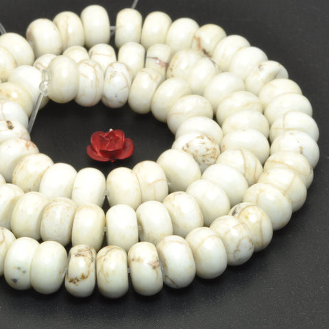YesBeads White Turquoise smooth rondelle loose beads wholesale semiprecious gemstone jewelry