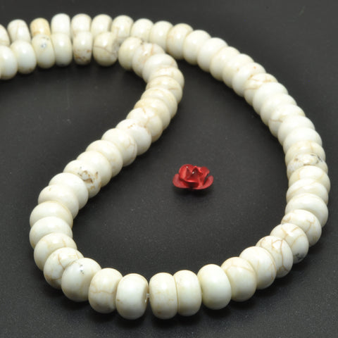 YesBeads White Turquoise smooth rondelle loose beads wholesale semiprecious gemstone jewelry