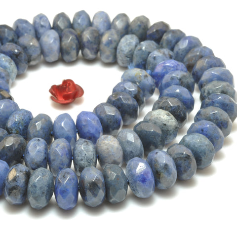 Natural Blue Dumortierite faceted rondelle beads wholesale gemstone for jewelry making bracelets necklace DIY stuff