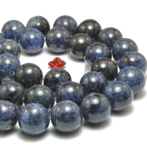 Natural Dumortierite Dark Blue Stone smooth round loose beads wholesale gemstone for jewelry making DIY bracelets necklace