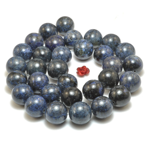 Natural Dumortierite Dark Blue Stone smooth round loose beads wholesale gemstone for jewelry making DIY bracelets necklace