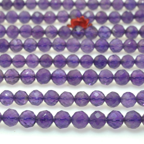 Natural Amethyst faceted round loose beads wholesale gemstone for jewelry making DIY bracelet necklace