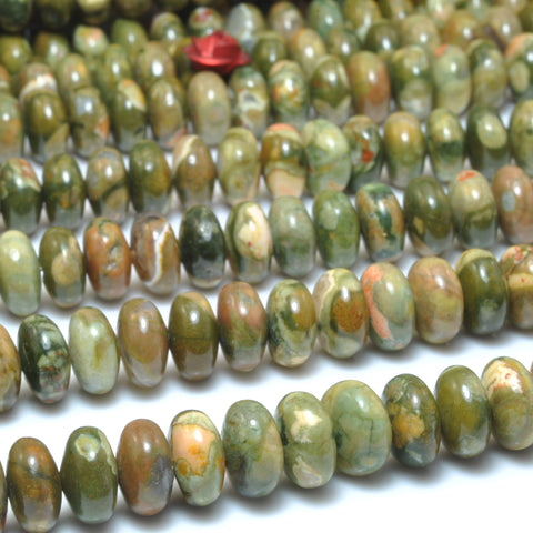 Natural Green Rhyolite birds eye smooth rondelle beads gemstone wholesale jewelry making 15"