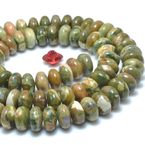 Natural Green Rhyolite birds eye smooth rondelle beads gemstone wholesale jewelry making 15"
