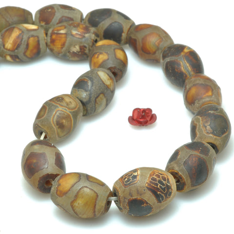 Tibetan Dzi Agate turtleback matte drum loose beads wholesale gemstone for jewelry making DIY stuff