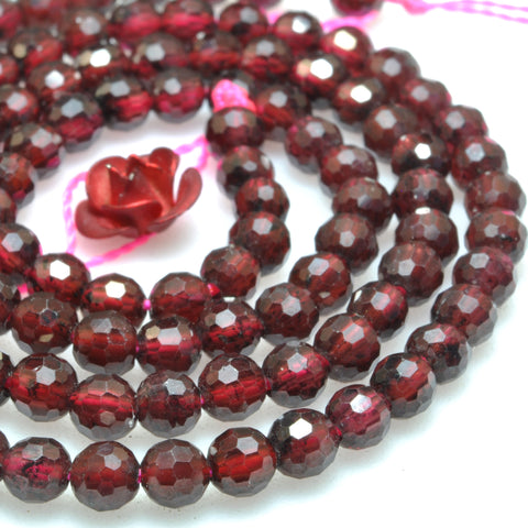 Natural Red Garnet Stone Mini faceted round loose beads wholesale gemstone for jewelyr making DIY bracelets necklace