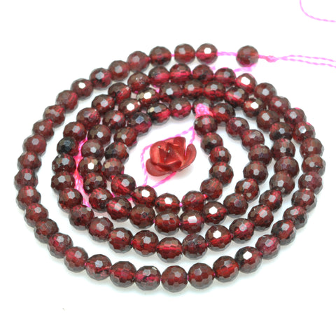 Natural Red Garnet Stone Mini faceted round loose beads wholesale gemstone for jewelyr making DIY bracelets necklace