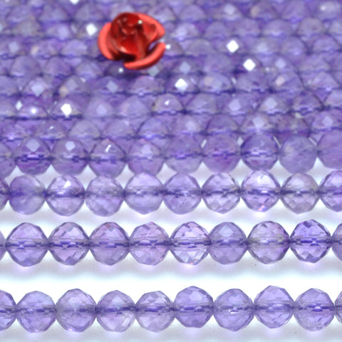 Natural Amethyst faceted round loose beads wholesale gemstone for jewelry making DIY bracelet necklace