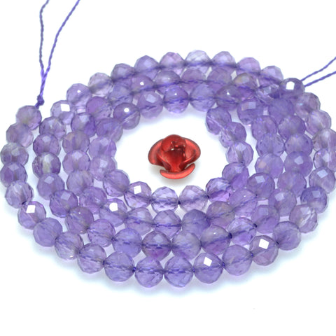 Natural Amethyst faceted round loose beads wholesale gemstone for jewelry making DIY bracelet necklace