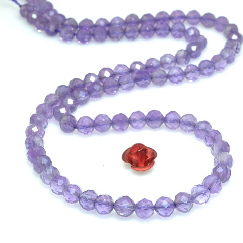 Natural Amethyst faceted round loose beads wholesale gemstone for jewelry making DIY bracelet necklace