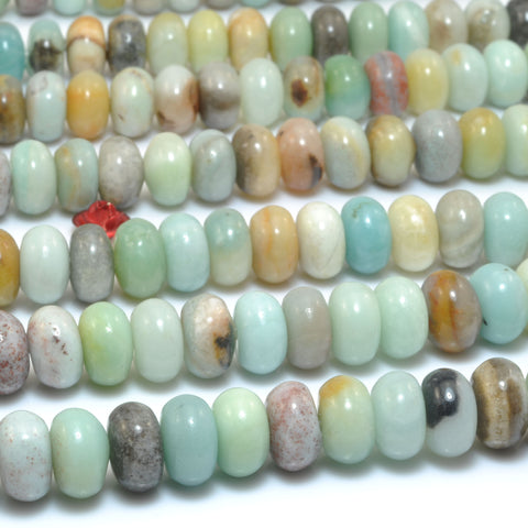 Natural Amazonite smooth rondelle beads loose gemstone wholesale jewelry making bracelet necklace diy