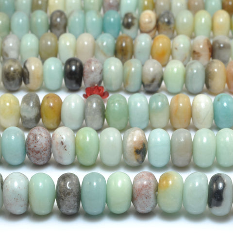 Natural Amazonite smooth rondelle beads loose gemstone wholesale jewelry making bracelet necklace diy