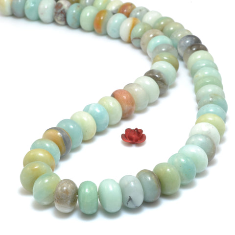 Natural Amazonite smooth rondelle beads loose gemstone wholesale jewelry making bracelet necklace diy