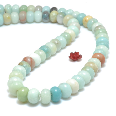 Natural Amazonite smooth rondelle beads wholesale gemstone for jewelry making DIY bracelets necklace stuff
