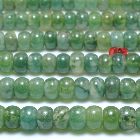 Natural green moss agate smooth rondelle loose beads wholesale gemstone for jewelry making diy bracelets necklace