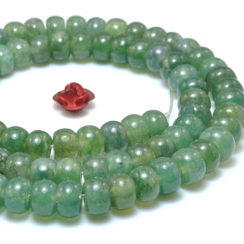 Natural green moss agate smooth rondelle loose beads wholesale gemstone for jewelry making diy bracelets necklace