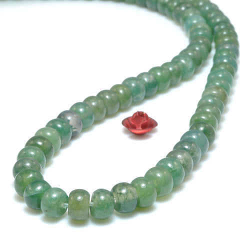 Natural green moss agate smooth rondelle loose beads wholesale gemstone for jewelry making diy bracelets necklace