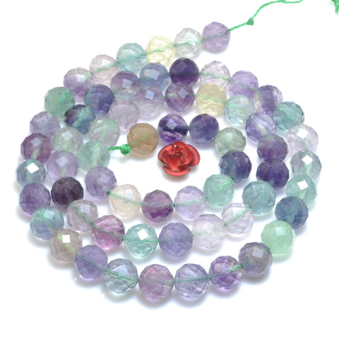 Natural Rainbow Fluorite faceted round loose beads wholesale gemstone for jewelry making bracelets necklace DIY