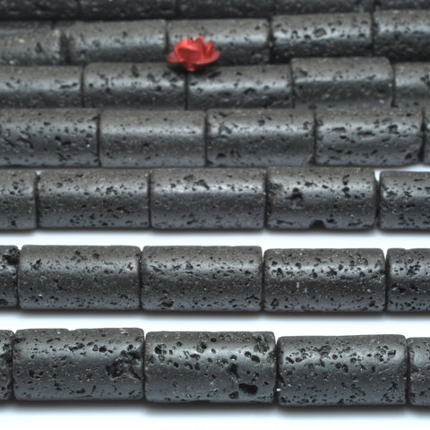 Black Lava Rock frosted matte tube loose beads wholesale gemstone for jewelry making bracelets necklace DIY