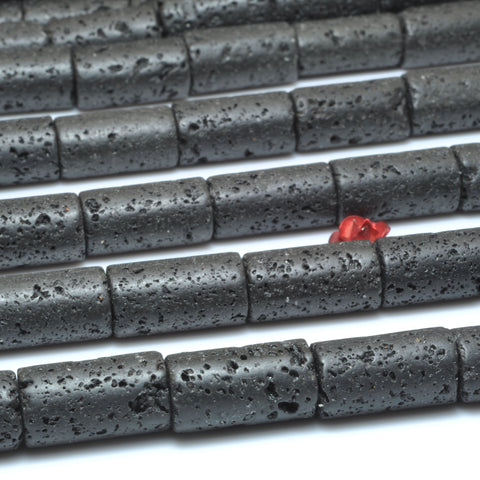 Black Lava Rock frosted matte tube loose beads wholesale gemstone for jewelry making bracelets necklace DIY