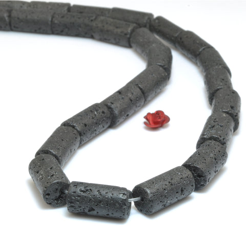 Black Lava Rock frosted matte tube loose beads wholesale gemstone for jewelry making bracelets necklace DIY