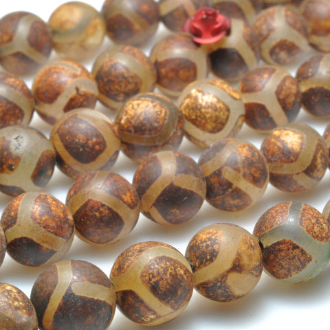 Tibetan Dzi Agate turtleback matte round loose beads wholesale gemstone for jewelry making DIY bracelets necklace