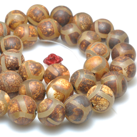 Tibetan Dzi Agate turtleback matte round loose beads wholesale gemstone for jewelry making DIY bracelets necklace