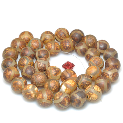 Tibetan Dzi Agate turtleback matte round loose beads wholesale gemstone for jewelry making DIY bracelets necklace