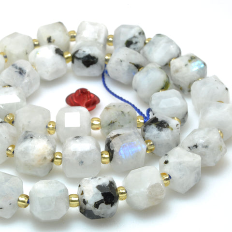 Natural Rainbow Moonstone faceted cube loose beads wholesale gemstones for jewelry making bracelets necklaces DIY