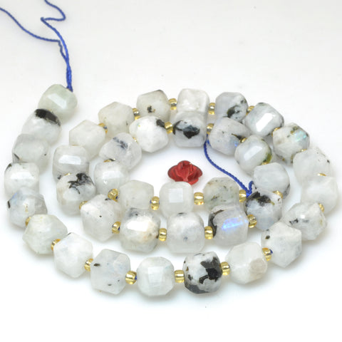 Natural Rainbow Moonstone faceted cube loose beads wholesale gemstones for jewelry making bracelets necklaces DIY