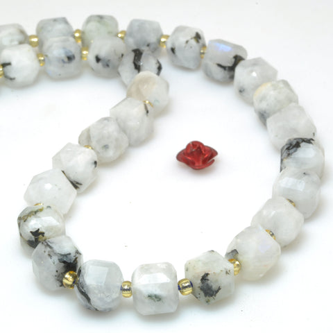 Natural Rainbow Moonstone faceted cube loose beads wholesale gemstones for jewelry making bracelets necklaces DIY