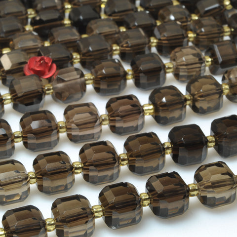 Natural Smoky Quartz faceted cube beads loose gemstone wholesale for jewelry making DIY bracelet necklace