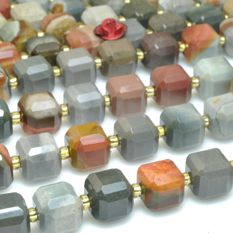 Natural Polychrome Jasper faceted cube loose beads gemstone wholesale for jewelry making braceletd necklace DIY