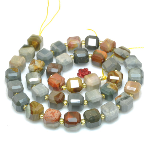Natural Polychrome Jasper faceted cube loose beads gemstone wholesale for jewelry making braceletd necklace DIY